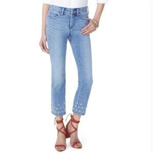 NYDJ Sheri Slim Ankle‎ Palm Dot Embroidery HemJeans